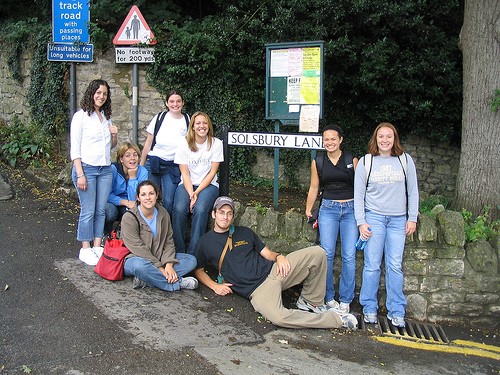 On our way to Solsbury Hill, 2003