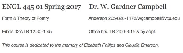 Poetry class dedication